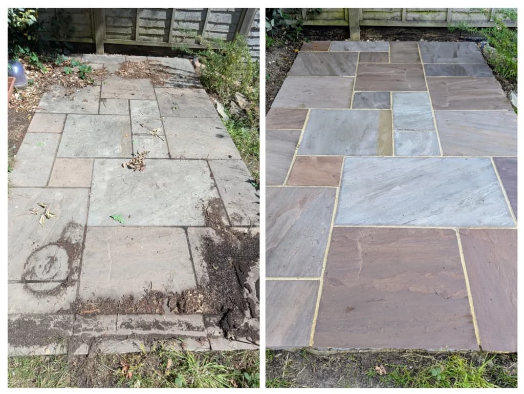 A small garden patio cleaned by Fresher Pressure
