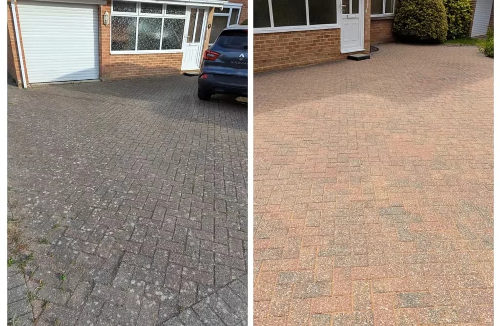 Block paving driveway restored by Fresher Pressure in Haywards Heath